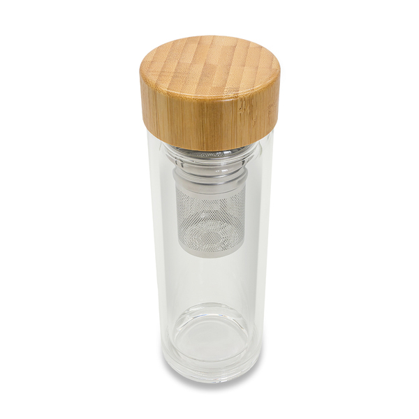 R08210.00 - Dwuścienna butelka z zaparzaczem Helen 400 ml, transparentny 