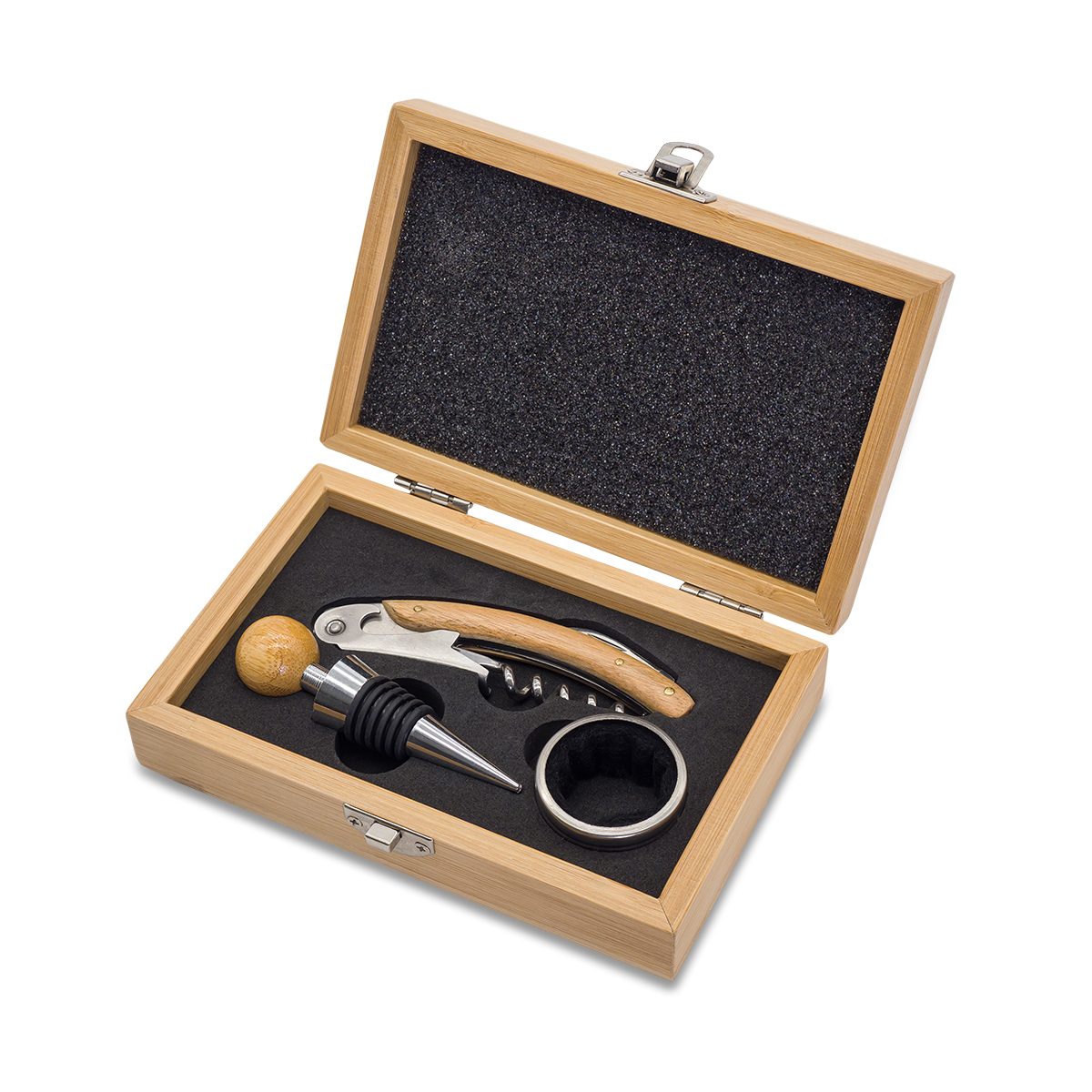 R22522.13 - Zestaw do wina w bambusowym pudełku Sommelier, beżowy 