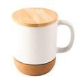 R85309.06.O - Kubek ceramiczny z bambusową przykrywką Giulia, biały 