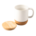 R85309.06.O - Kubek ceramiczny z bambusową przykrywką Giulia, biały 